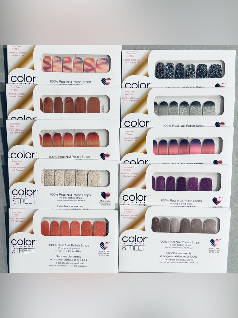 lot of 10 Color Street nail polish strips NEW - glitter shimmer